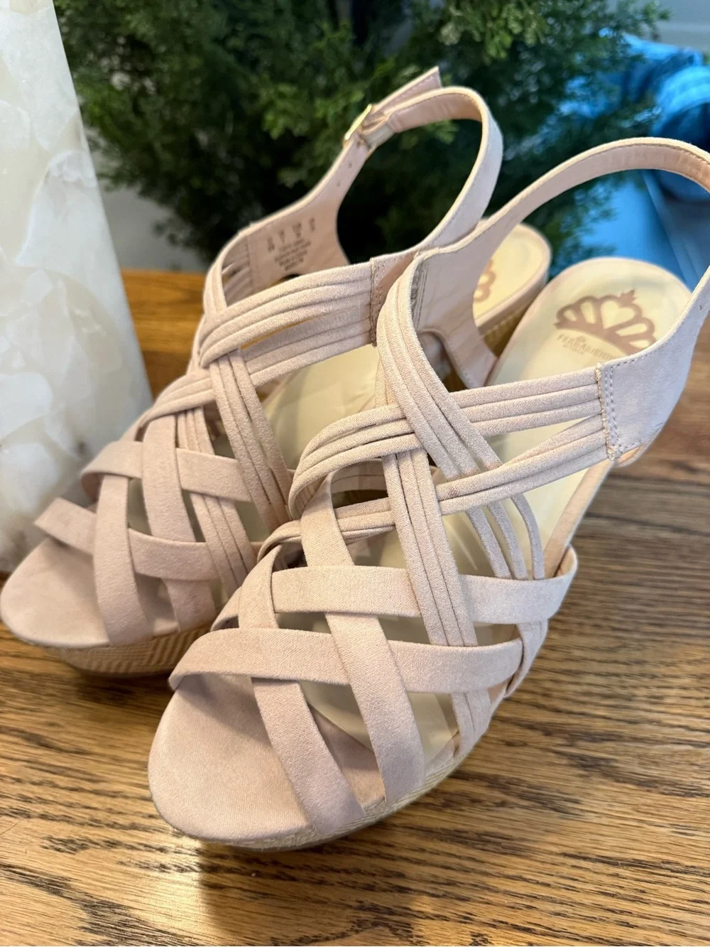 Women’s Blush Wedge Sandals – Strappy Platform Heels